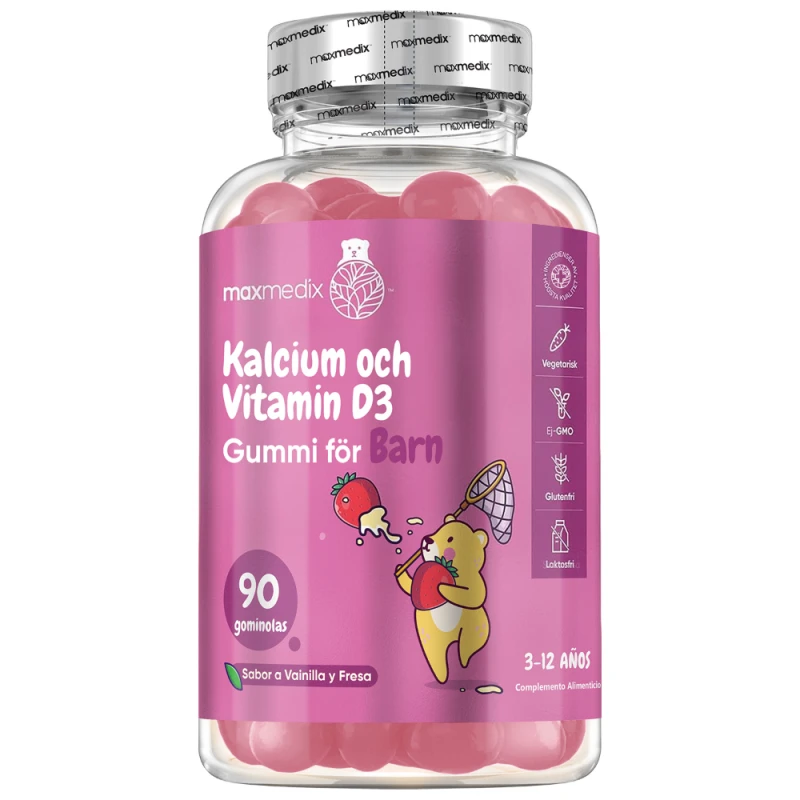 Kalcium och vitamin D3 Gummies, 90 st - Kosttillskott för barn