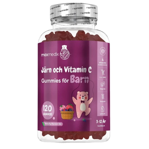 Järn och Vitamin C Gummies för barn, 120 st | För åldrarna 3-12 år | Köp hos WeightWorld