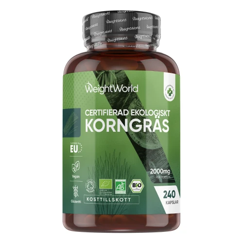 Ekologiskt Korngräs 2000 mg, 240 kapslar - Rik på klorofyll, vitaminer och mineraler