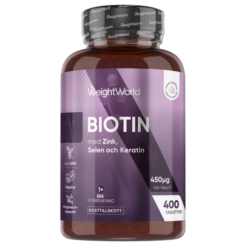 Biotin Komplex 450 mcg, 400 tabletter | För hud och hår | Köp hos WeightWorld