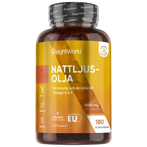 Nattljusolja 1000 mg, 180 kapslar | Innehåller omega 6 och 9 | Köp hos WeightWorld