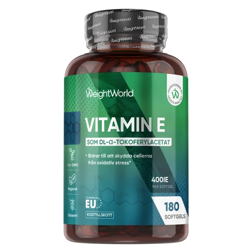 Vitamin E 400 IU, 180 mjukkapslar | Mot oxidativ stress | Köp hos WeightWorld