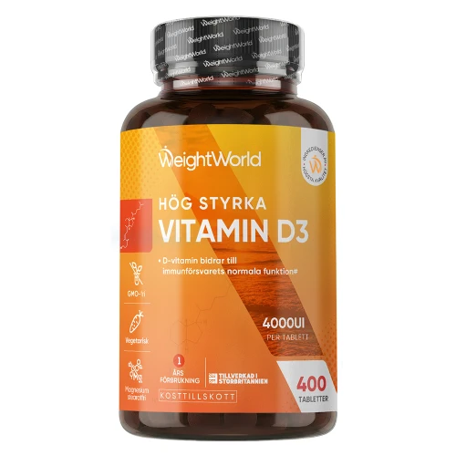 Vitamin D3 100 mcg (4000IU), 400 tabletter | För skelett och immunförsvar | Köp hos WeightWorld